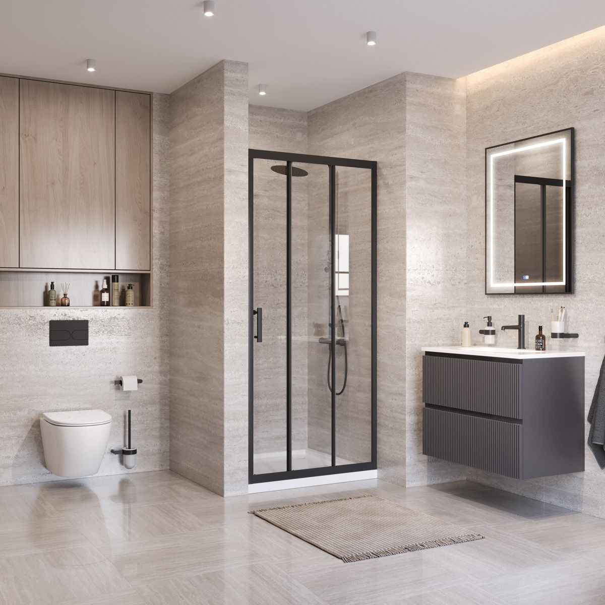 Душевая дверь BelBagno UNO-195-BF-3-100-C-NERO