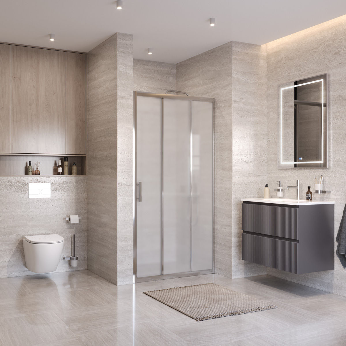Душевая дверь BelBagno UNO-195-BF-3-100-P-Cr
