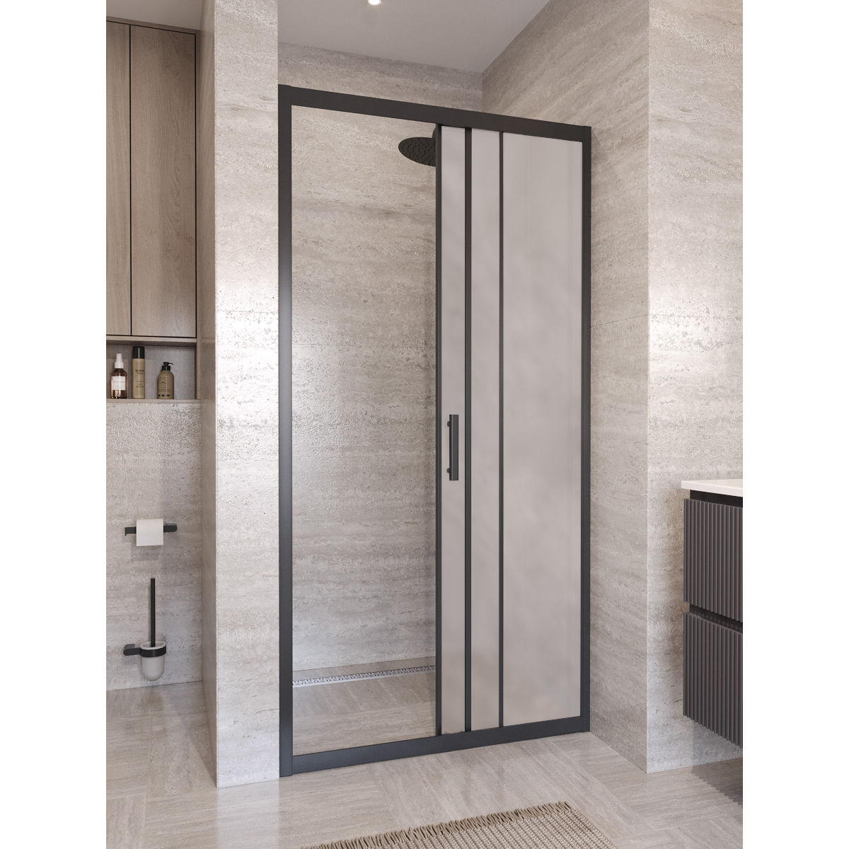 Душевая дверь BelBagno UNO-195-BF-3-100-P-NERO