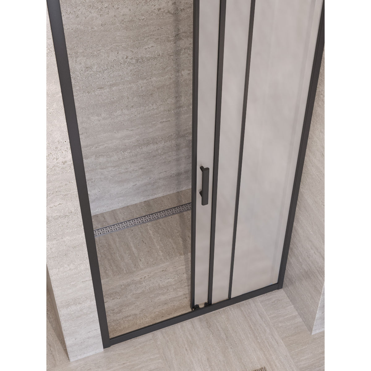 Душевая дверь BelBagno UNO-195-BF-3-100-P-NERO