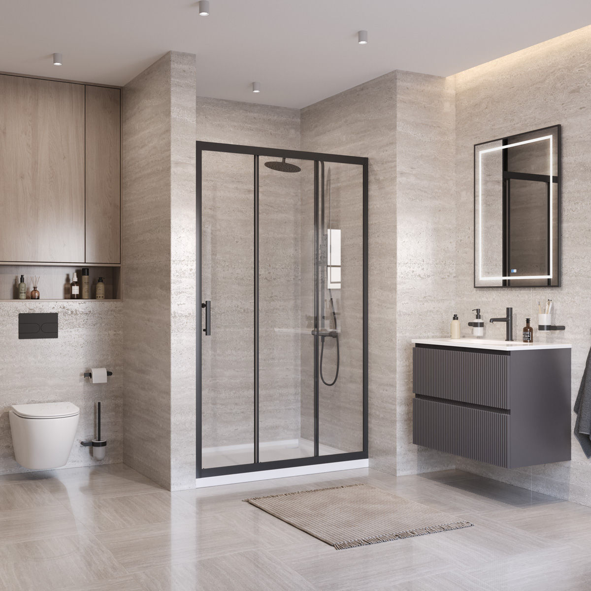 Душевая дверь BelBagno UNO-195-BF-3-120-C-NERO