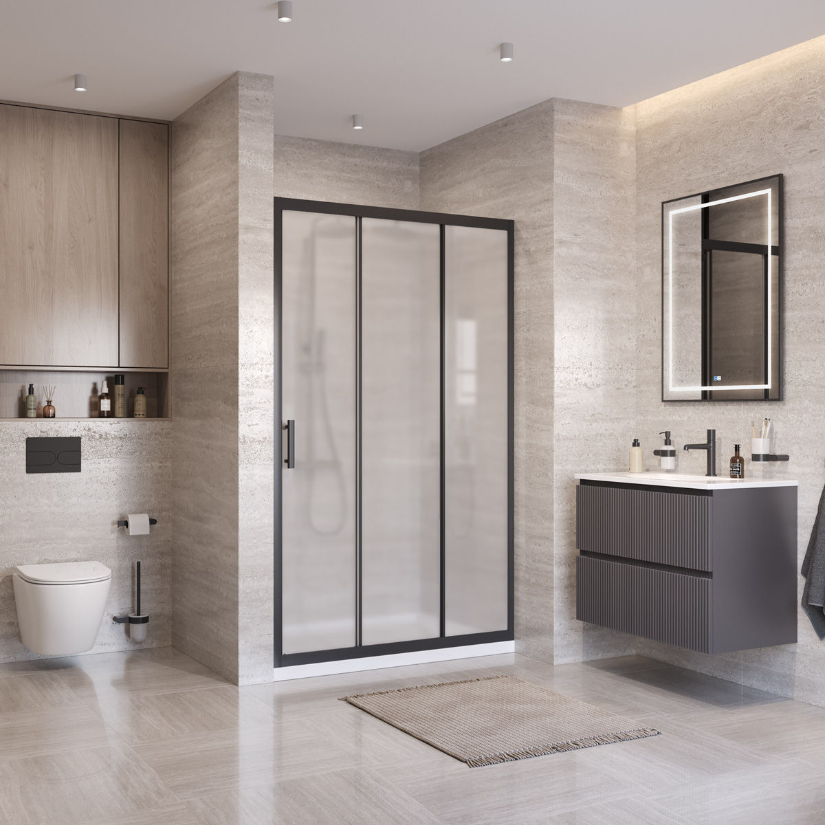 Душевая дверь BelBagno UNO-195-BF-3-120-P-NERO