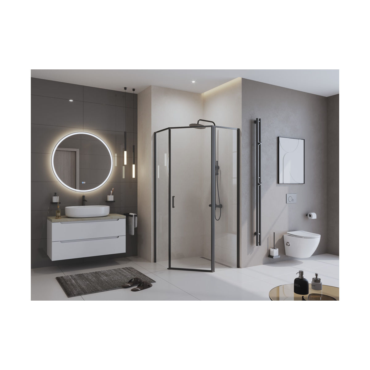 Душевой уголок BelBagno UNO-195-P-1-100-C-NERO