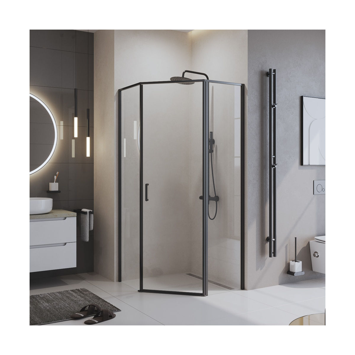 Душевой уголок BelBagno UNO-195-P-1-100-C-NERO