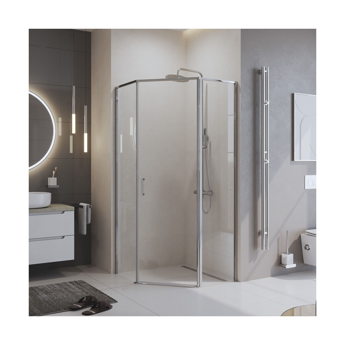 Душевой уголок BelBagno UNO-195-P-1-90-C-Cr