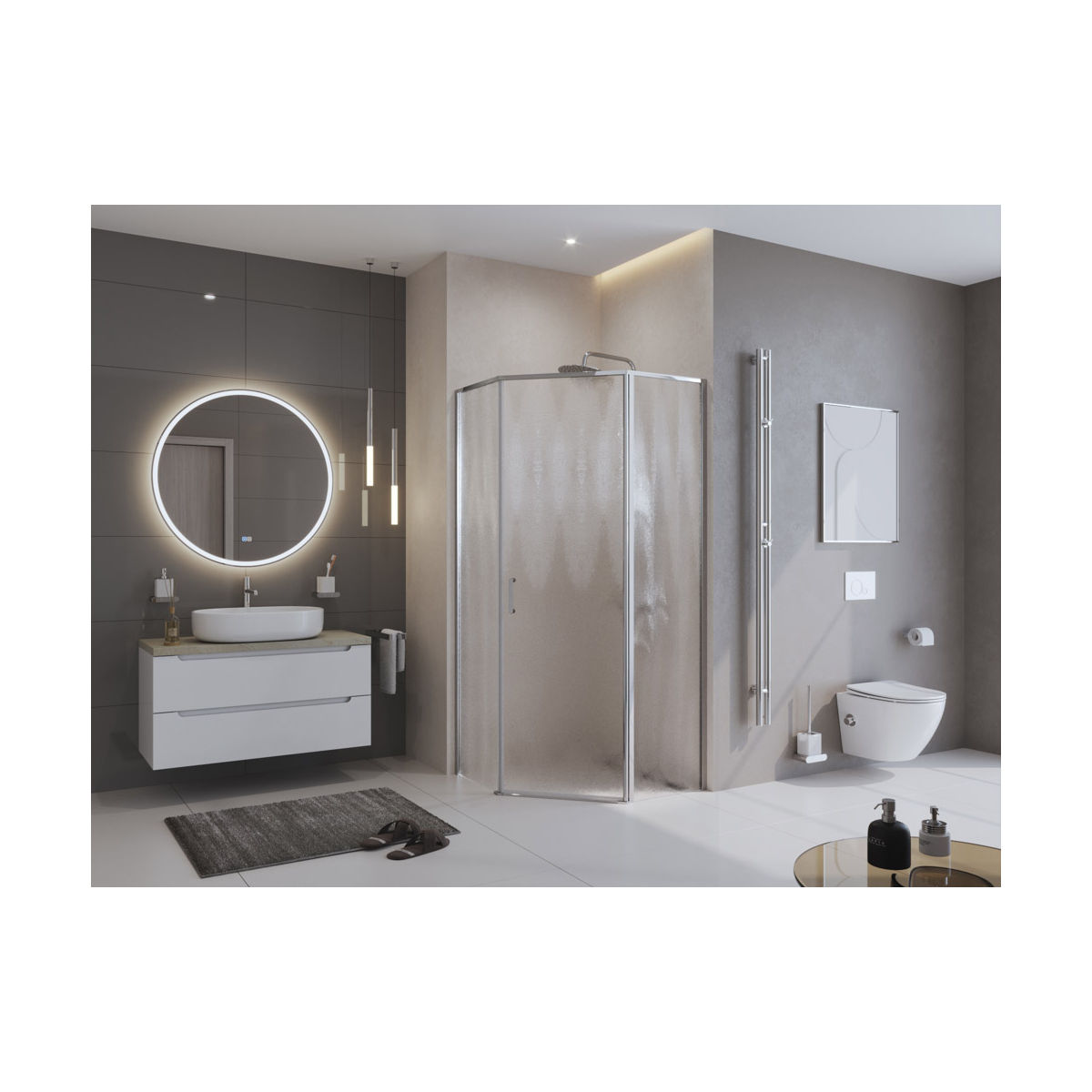 Душевой уголок BelBagno UNO-195-P-1-90-CH-CR