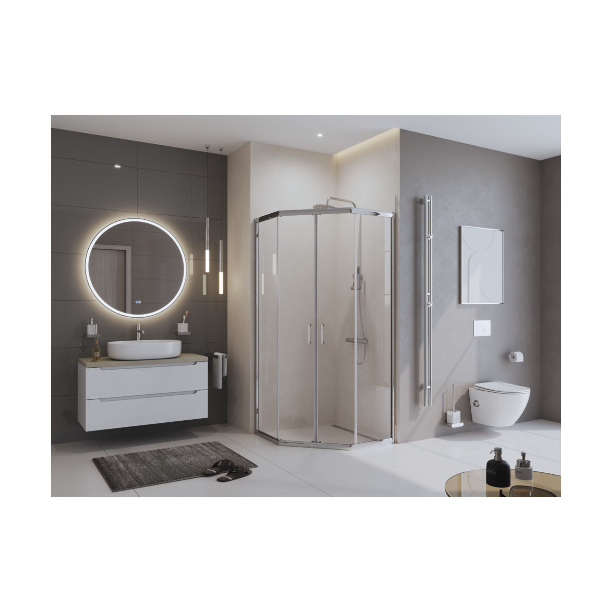 Душевой уголок BelBagno UNO-195-P-2-100-C-Cr