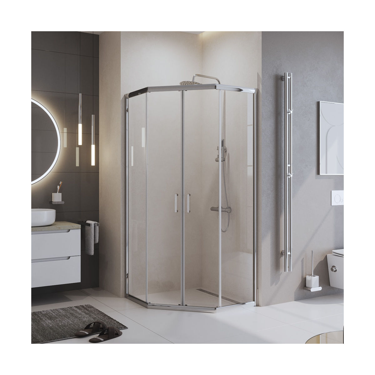 Душевой уголок BelBagno UNO-195-P-2-100-C-Cr
