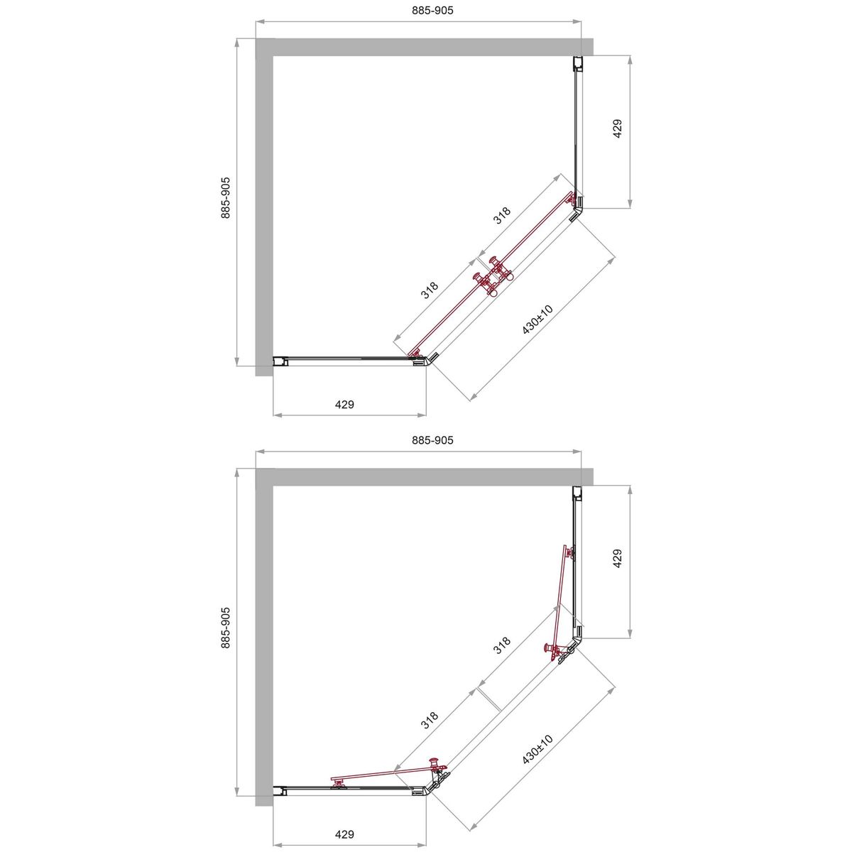 Душевой уголок BelBagno UNO-195-P-2-90-C-NERO