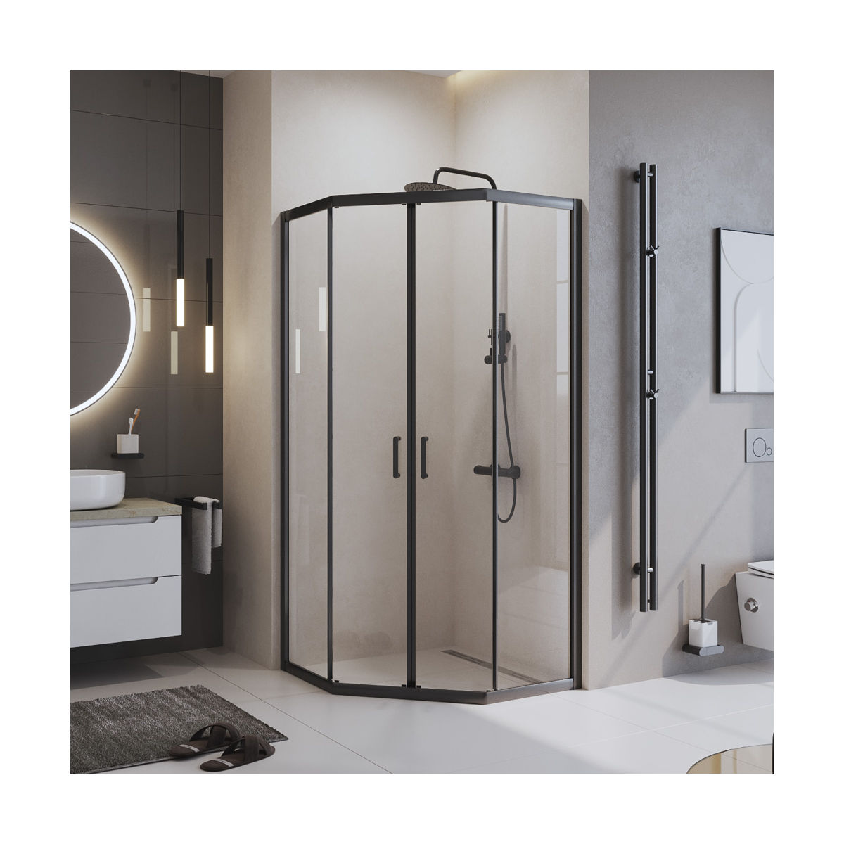 Душевой уголок BelBagno UNO-195-P-2-90-C-NERO
