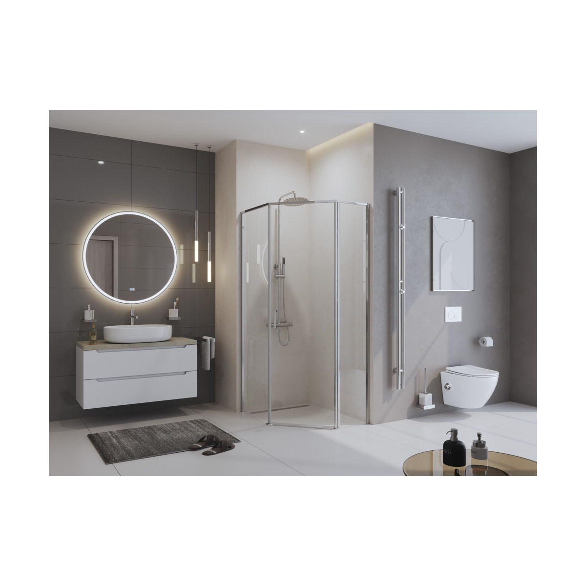 Душевой уголок BelBagno UNO-195-PH-1-100/80-C-Cr