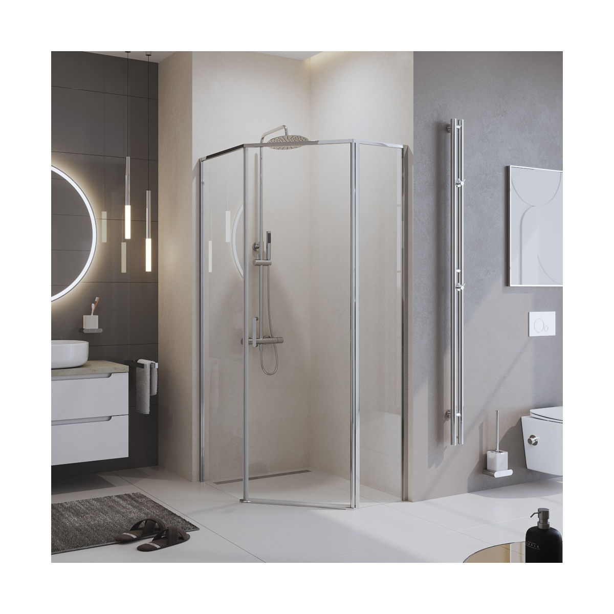 Душевой уголок BelBagno UNO-195-PH-1-100/80-C-Cr
