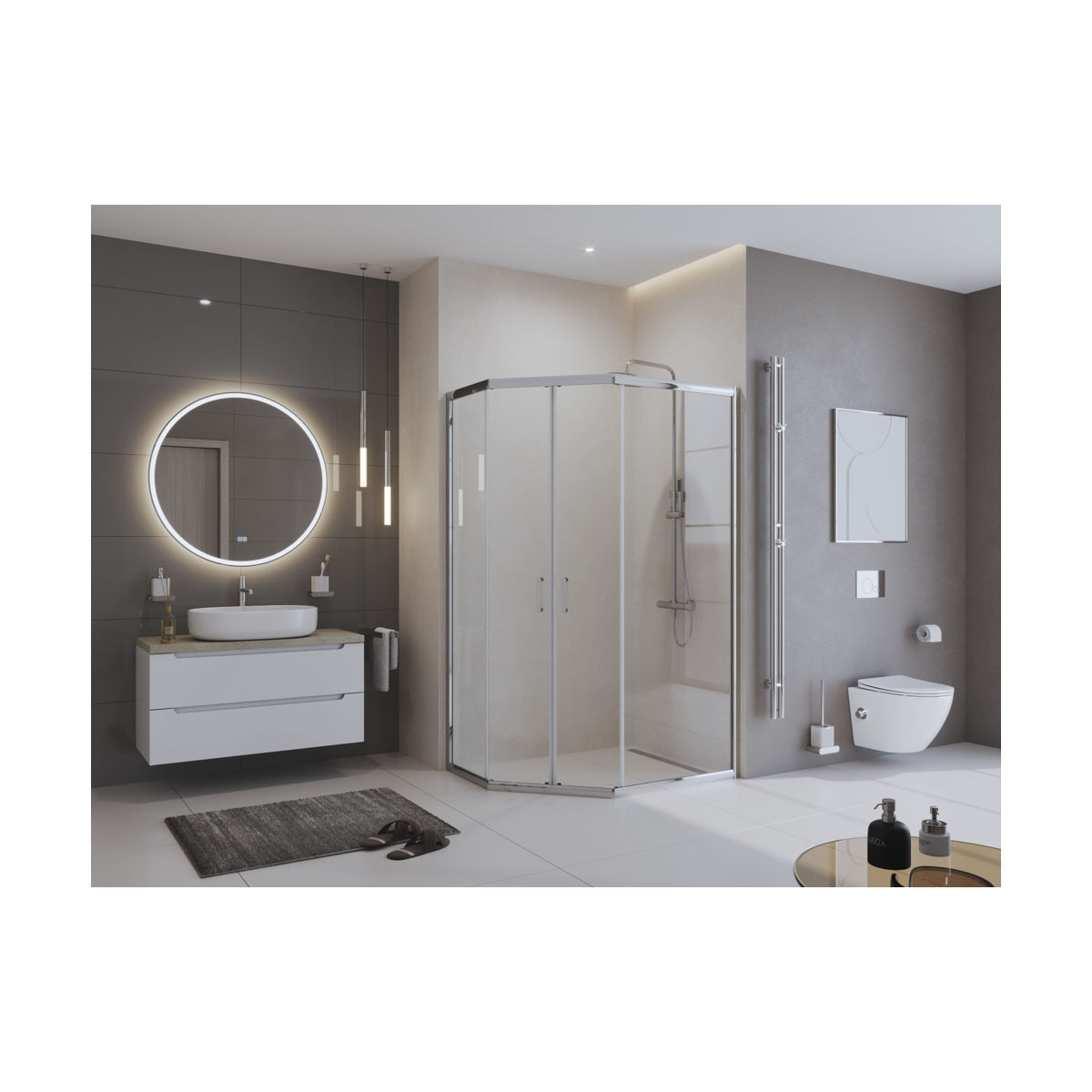 Душевой уголок BelBagno UNO-195-PH-2-120/90-C-Cr
