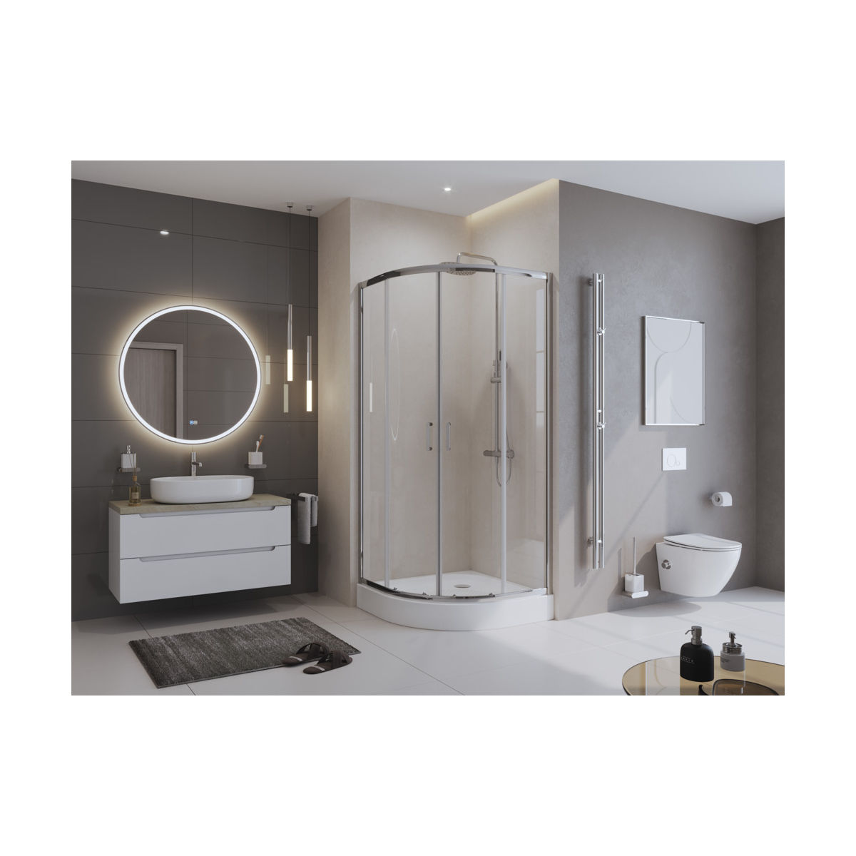 Душевой уголок BelBagno UNO-195-R-2-85-C-Cr