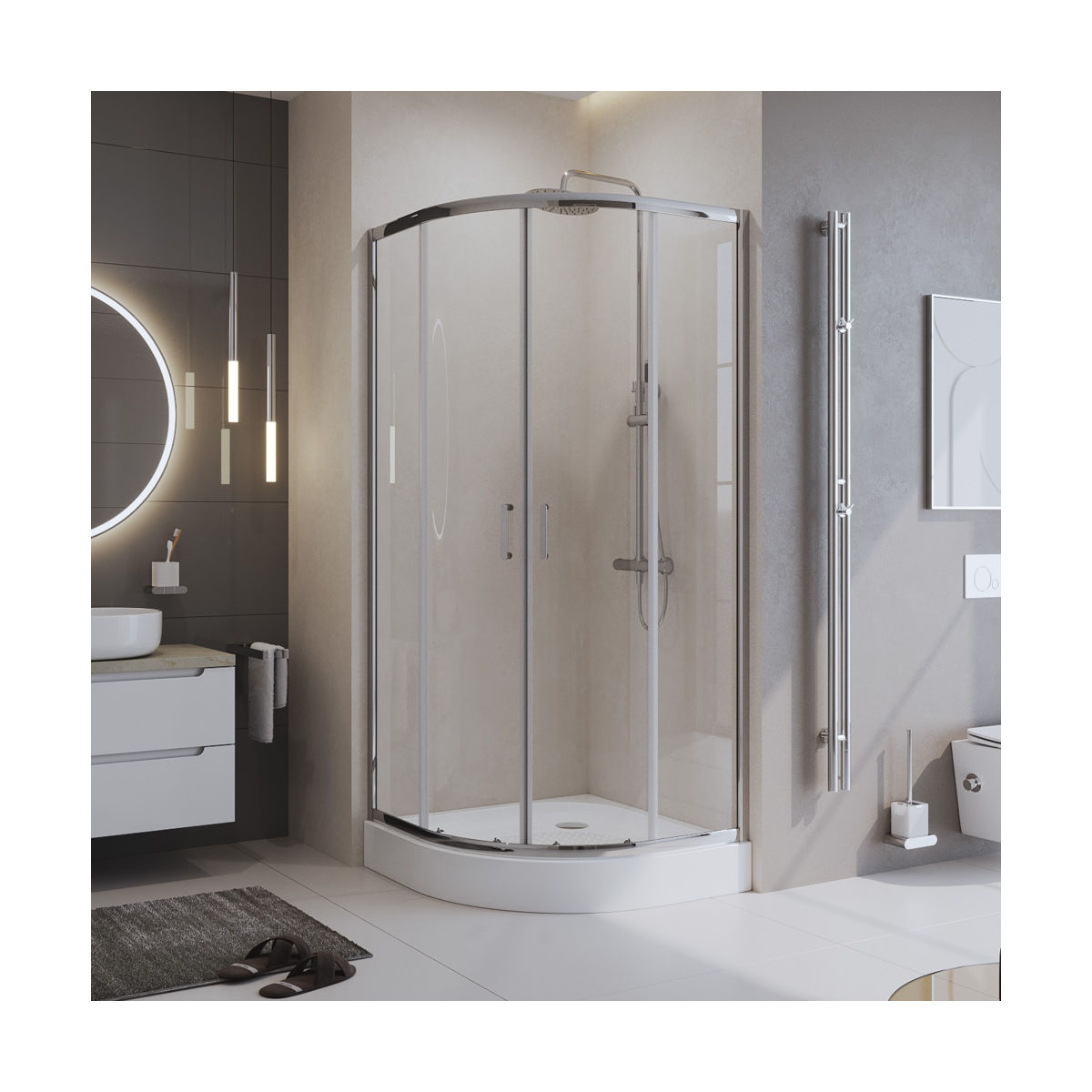Душевой уголок BelBagno UNO-195-R-2-85-C-Cr