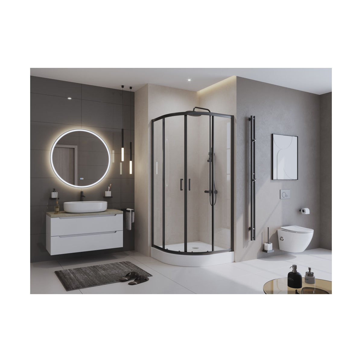 Душевой уголок BelBagno UNO-195-R-2-90-C-NERO