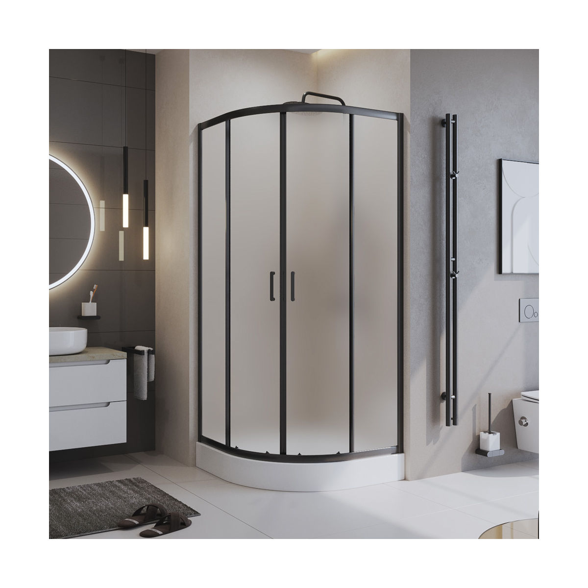 Душевой уголок BelBagno UNO-195-R-2-90-P-NERO