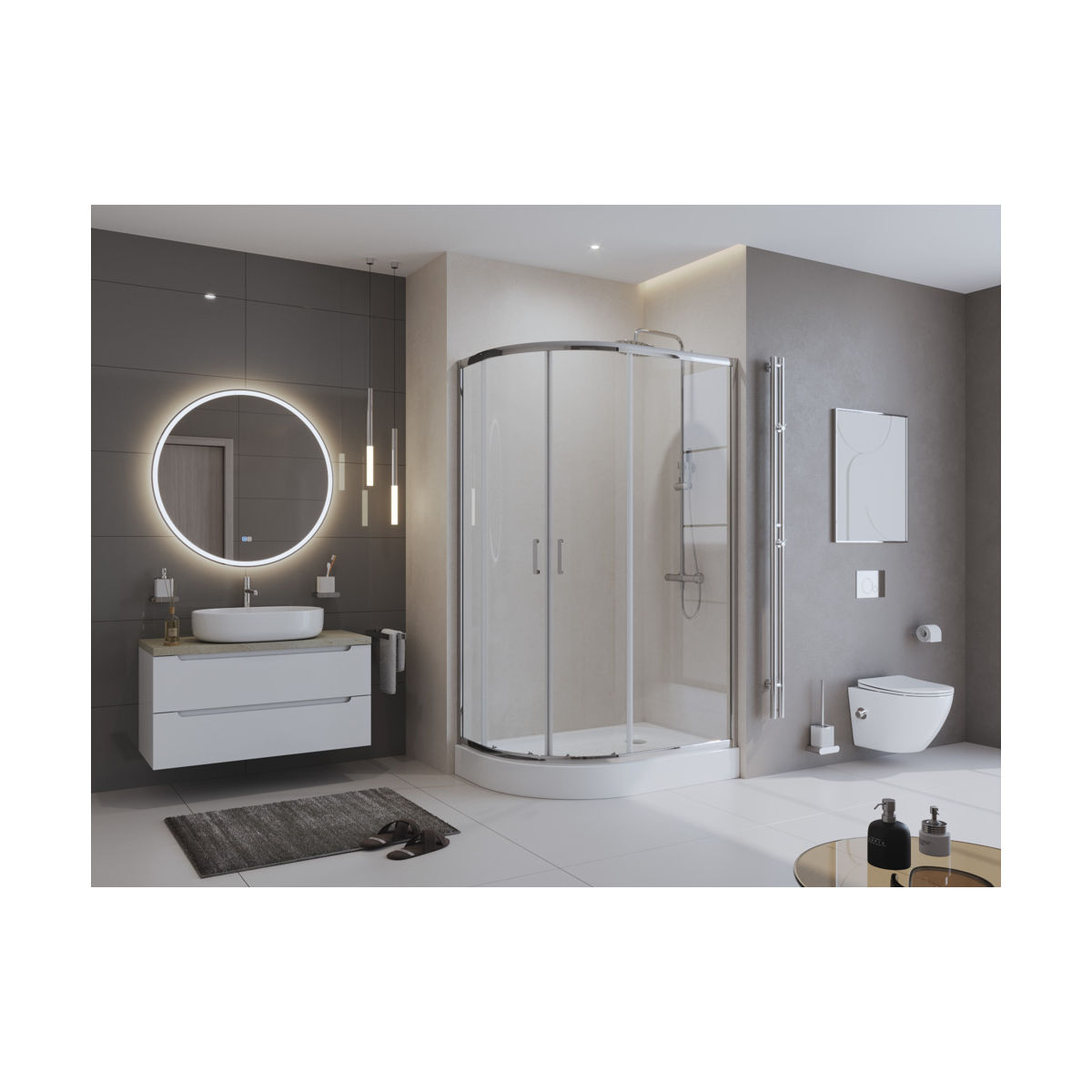 Душевой уголок BelBagno UNO-195-RH-2-100/80-C-Cr