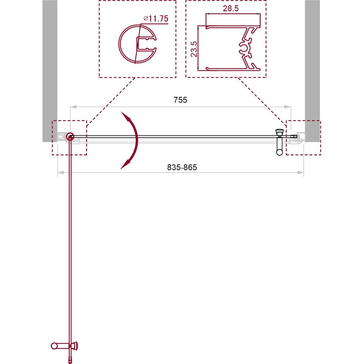 Душевая дверь BelBagno UNO-B-1-85-C-Cr