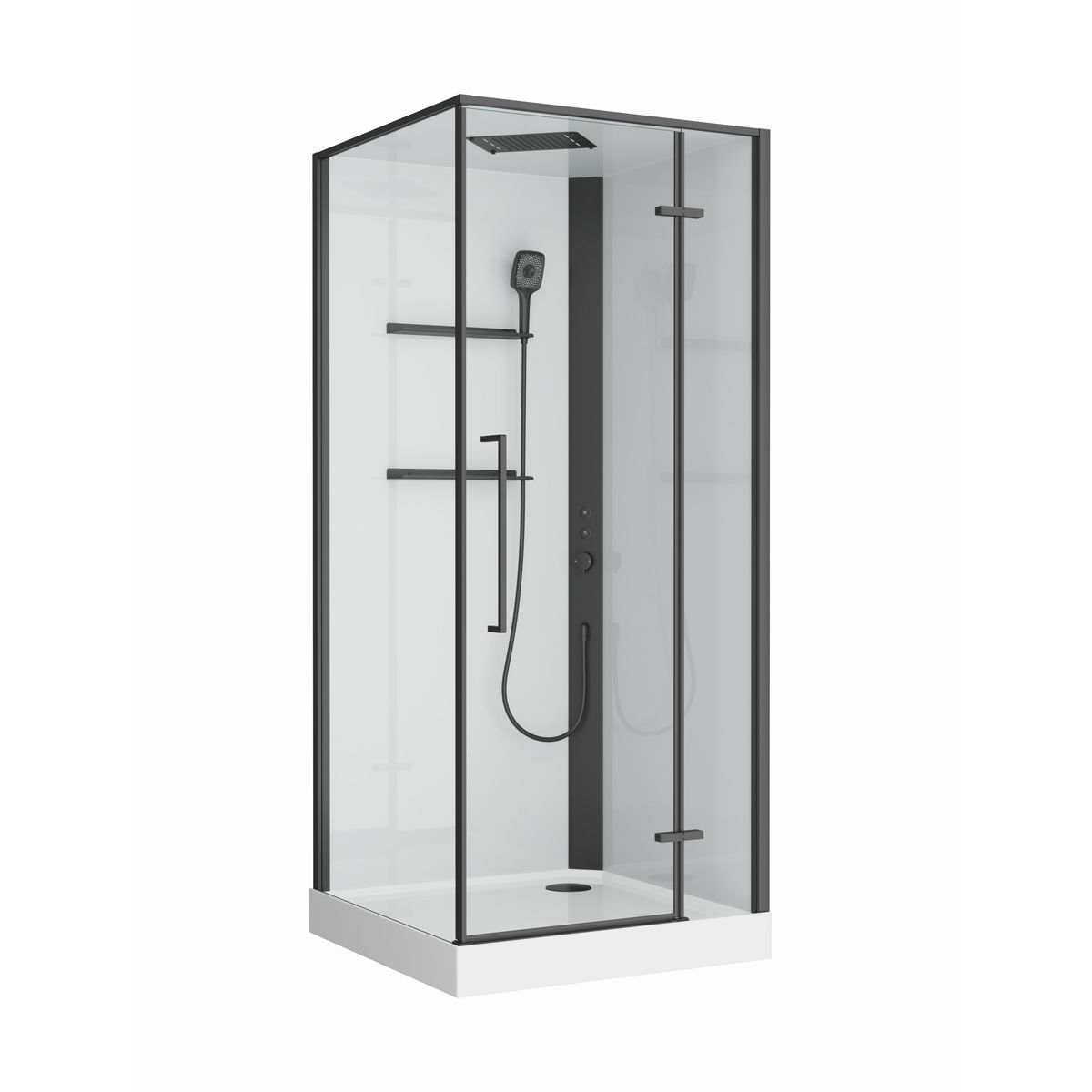 Душевая кабина BelBagno UNO-CAB-A-1-90-C-NERO-Bi-TOP-R, правая