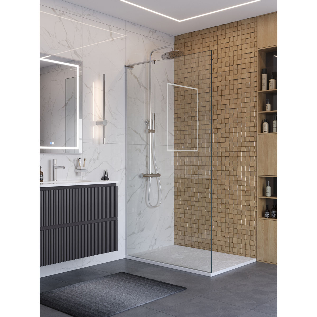 Душевая перегородка BelBagno UNO-L-1-TB-100-C-Cr