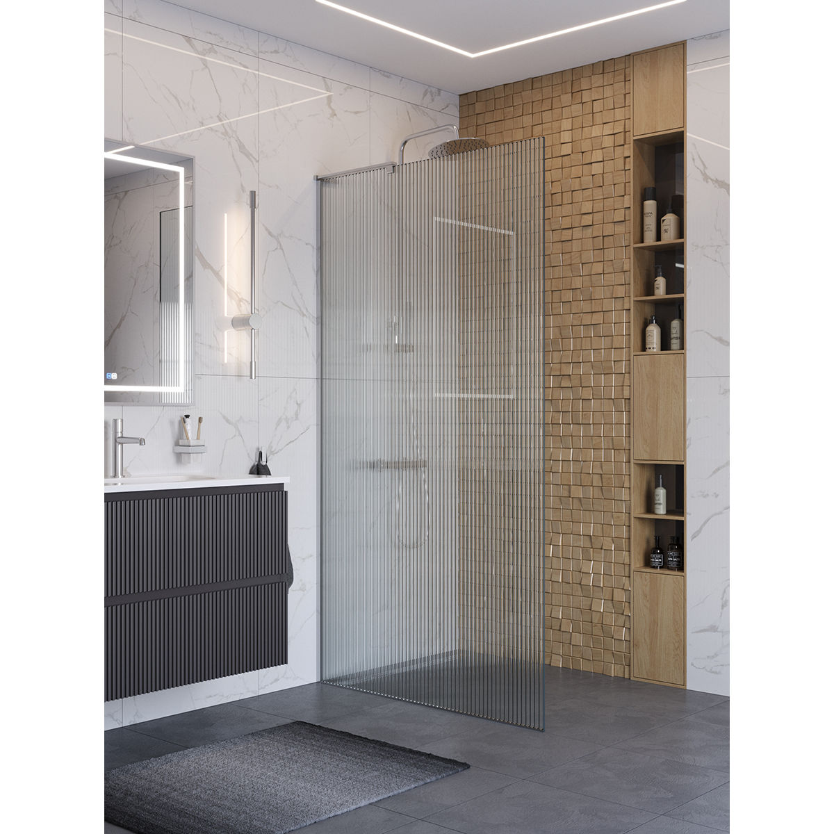 Душевая перегородка BelBagno UNO-L-1-TB-100-FL-Cr