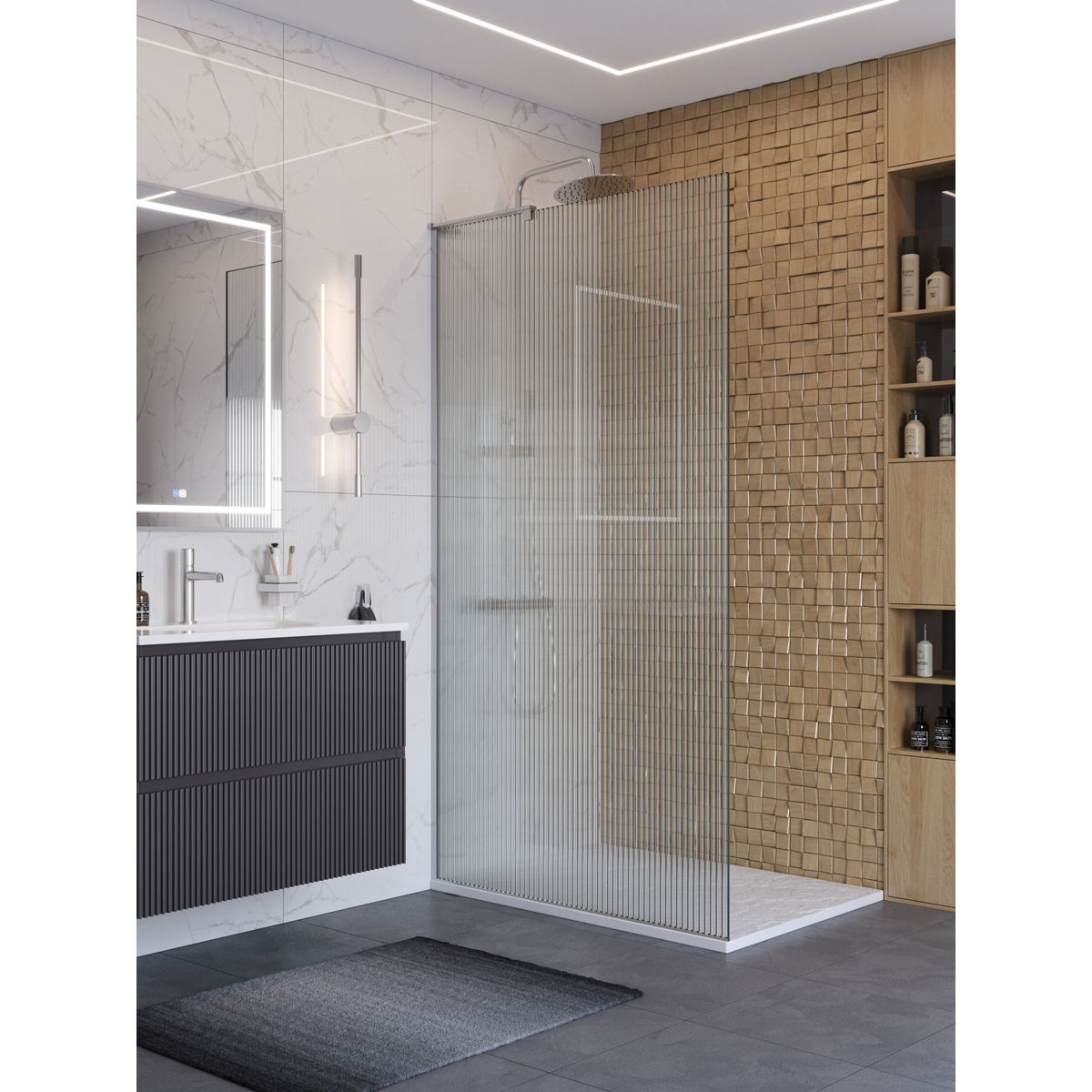 Душевая перегородка BelBagno UNO-L-1-TB-100-FL-Cr