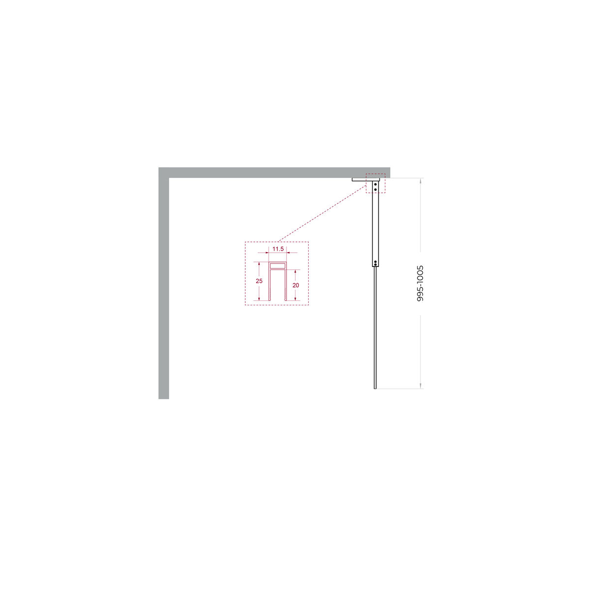 Душевая перегородка BelBagno UNO-L-1-TB-100-FL-GM
