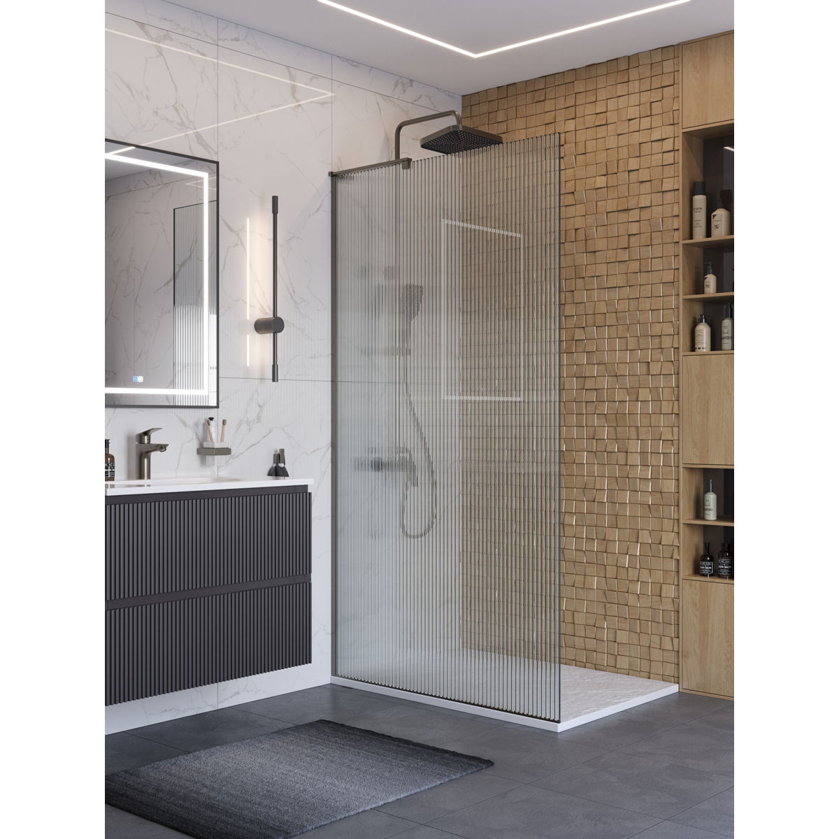 Душевая перегородка BelBagno UNO-L-1-TB-100-FL-GM