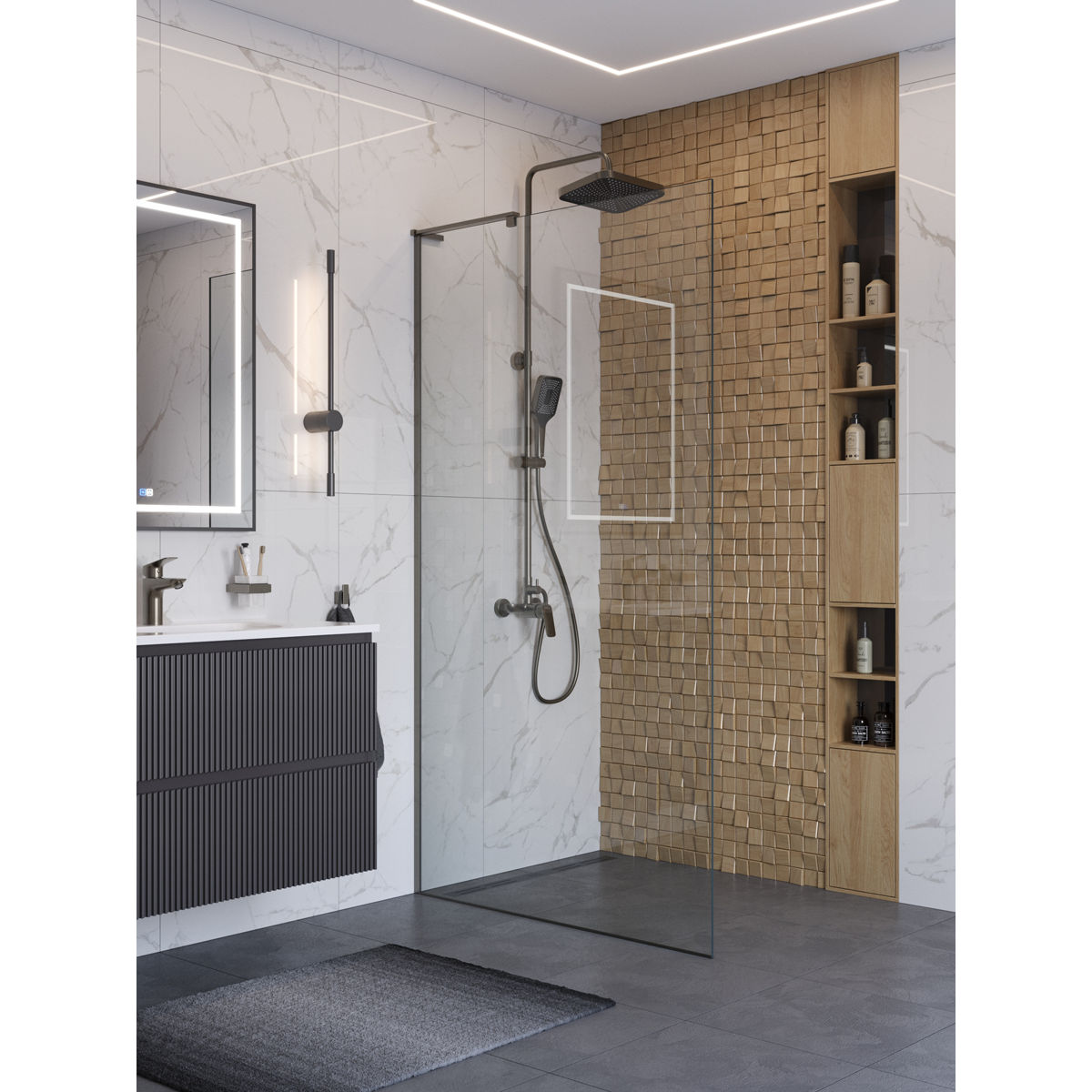 Душевая перегородка BelBagno UNO-L-1-TB-110-C-GM