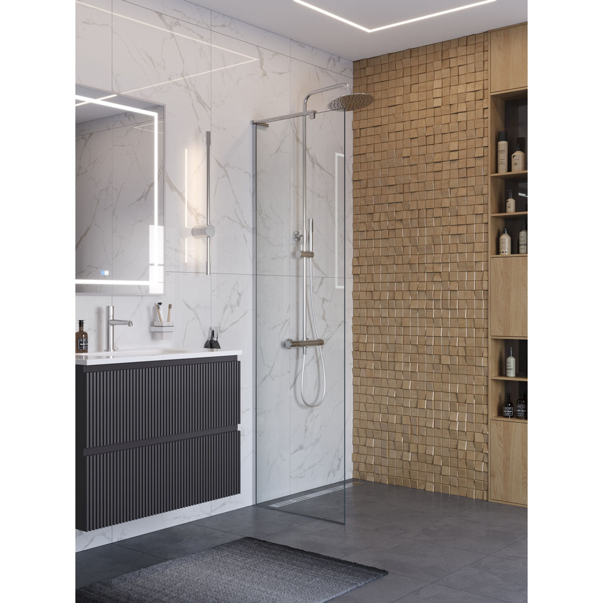 Душевая перегородка BelBagno UNO-L-1-TB-60-C-Cr