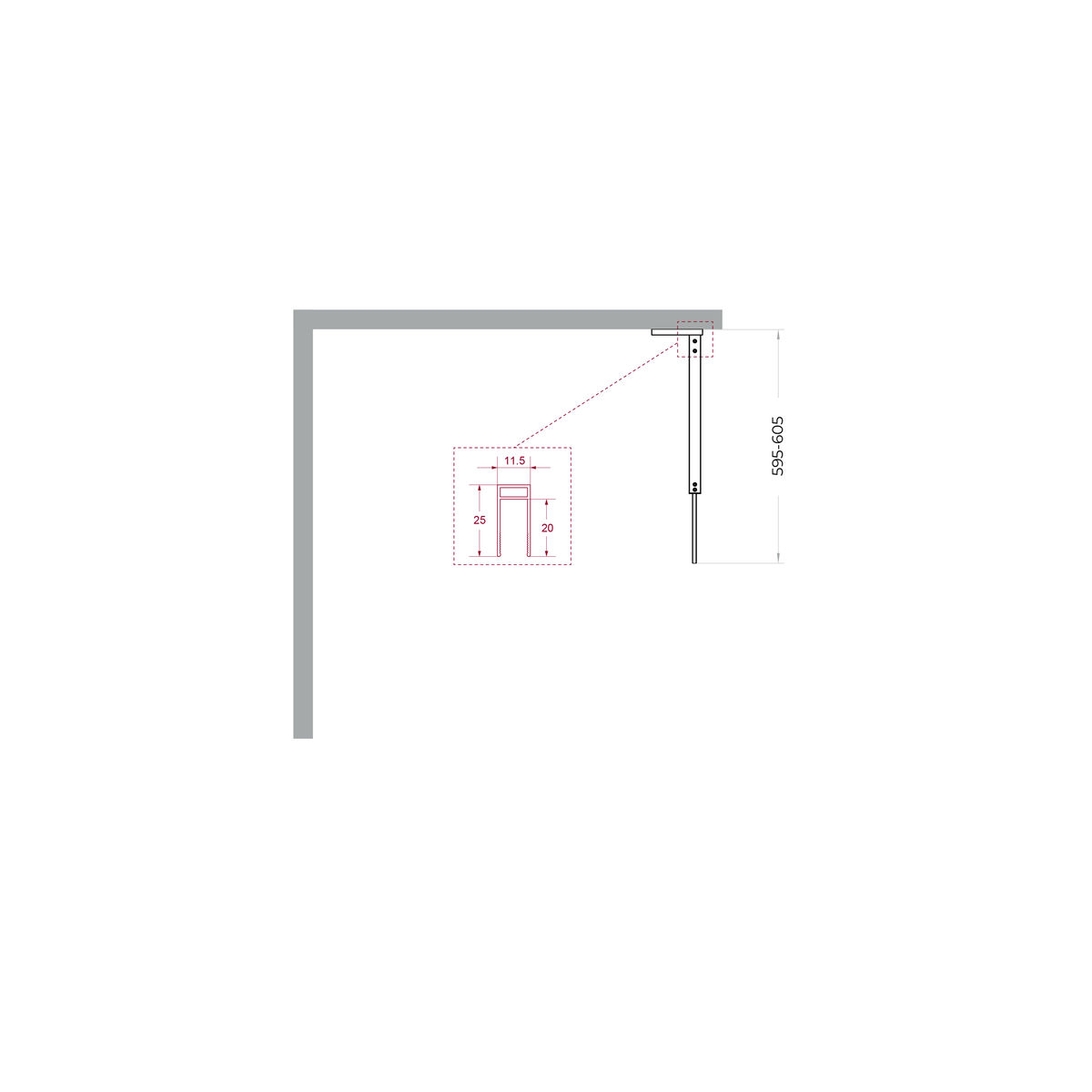 Душевая перегородка BelBagno UNO-L-1-TB-60-C-Cr