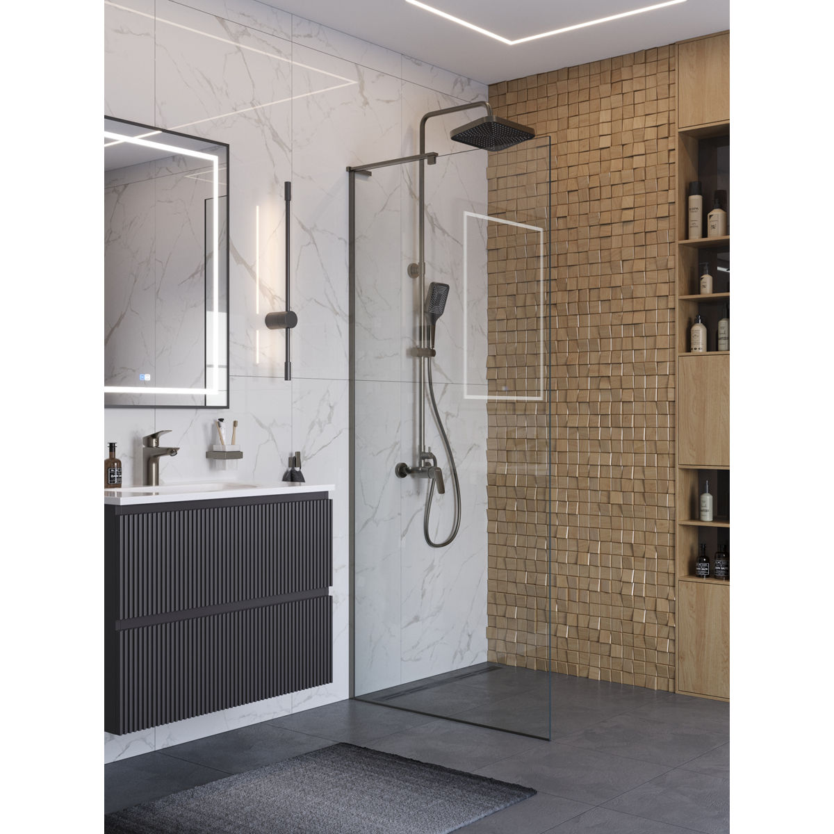Душевая перегородка BelBagno UNO-L-1-TB-80-C-GM