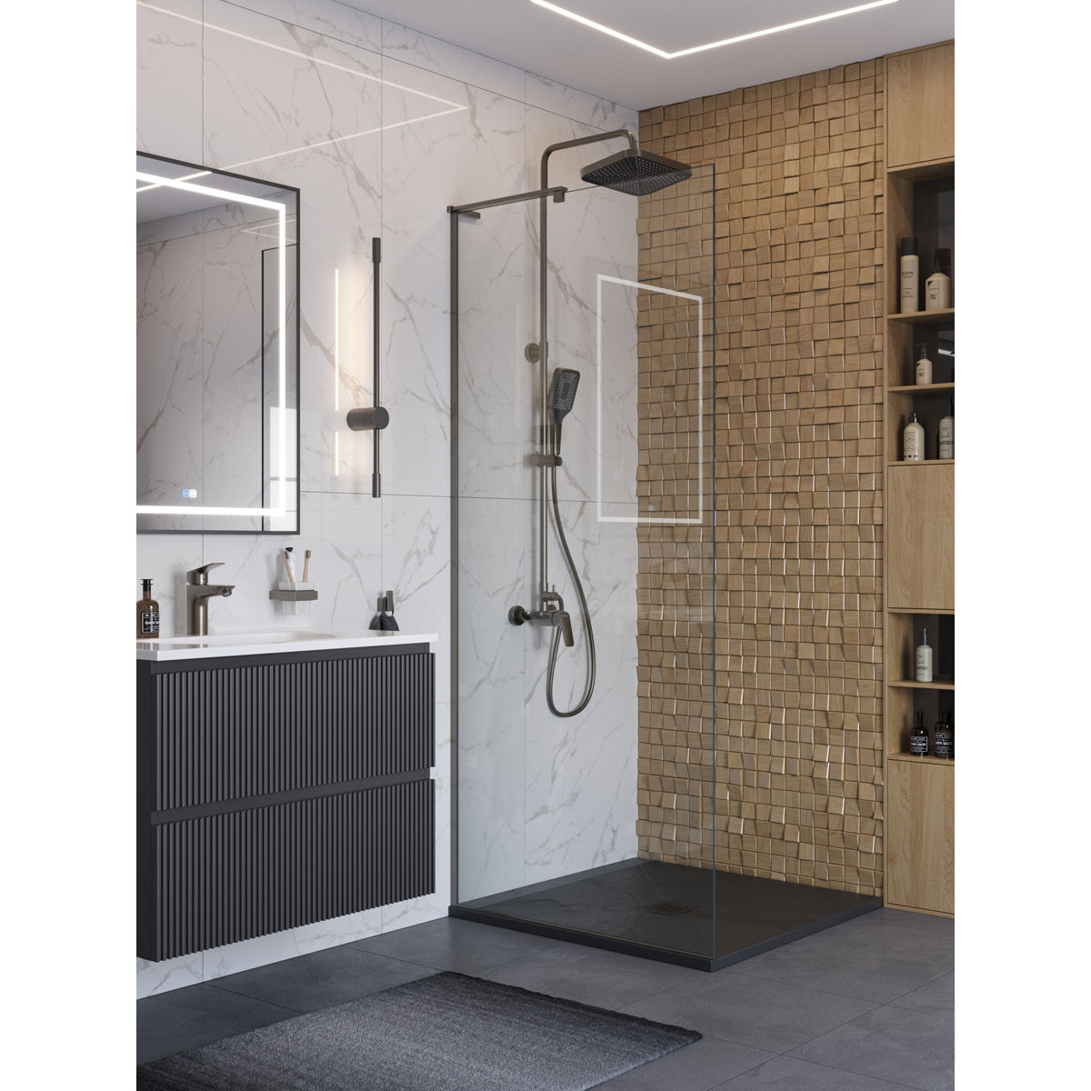 Душевая перегородка BelBagno UNO-L-1-TB-80-C-GM
