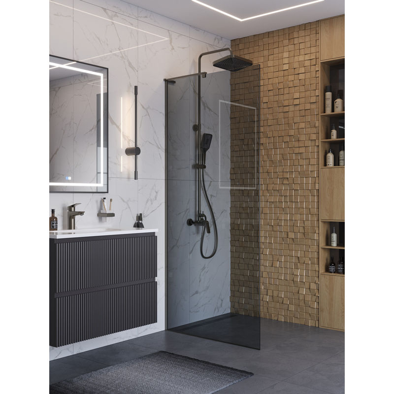 Душевая перегородка BelBagno UNO-L-1-TB-80-GR-GM