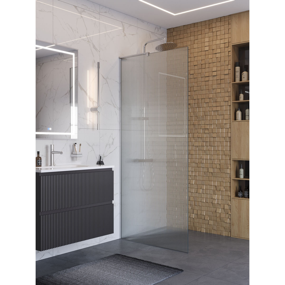 Душевая перегородка BelBagno UNO-L-1-TB-90-FL-Cr