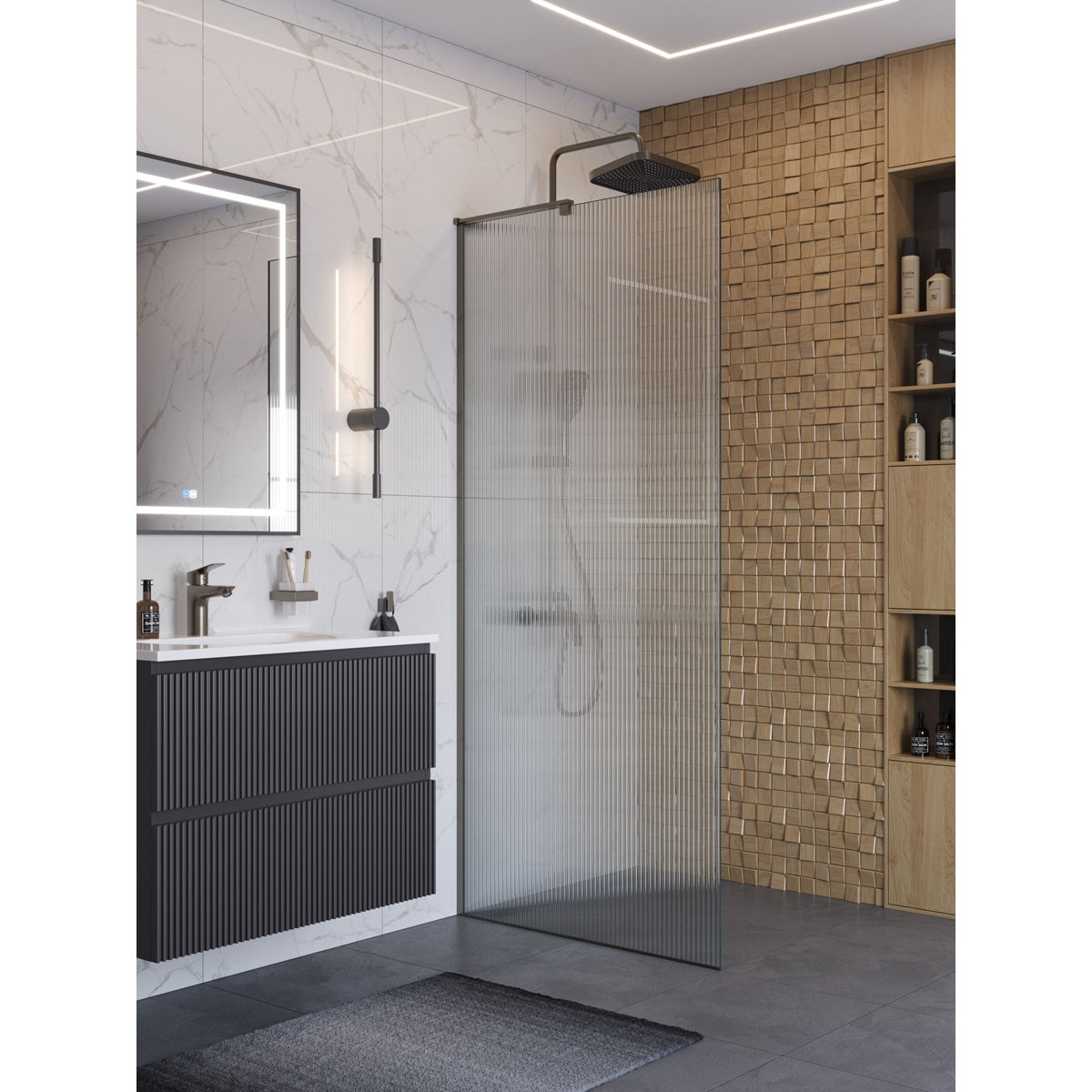 Душевая перегородка BelBagno UNO-L-1-TB-90-FL-GM
