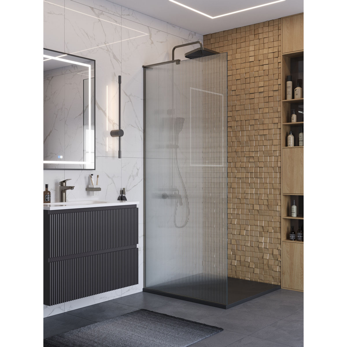 Душевая перегородка BelBagno UNO-L-1-TB-90-FL-GM