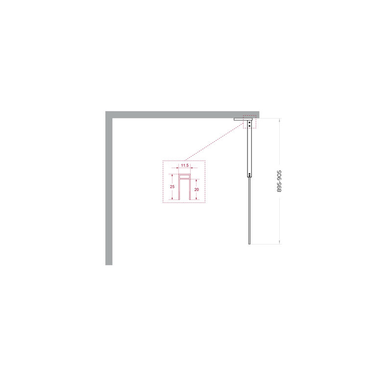 Душевая перегородка BelBagno UNO-L-1-TB-90-GR-GM