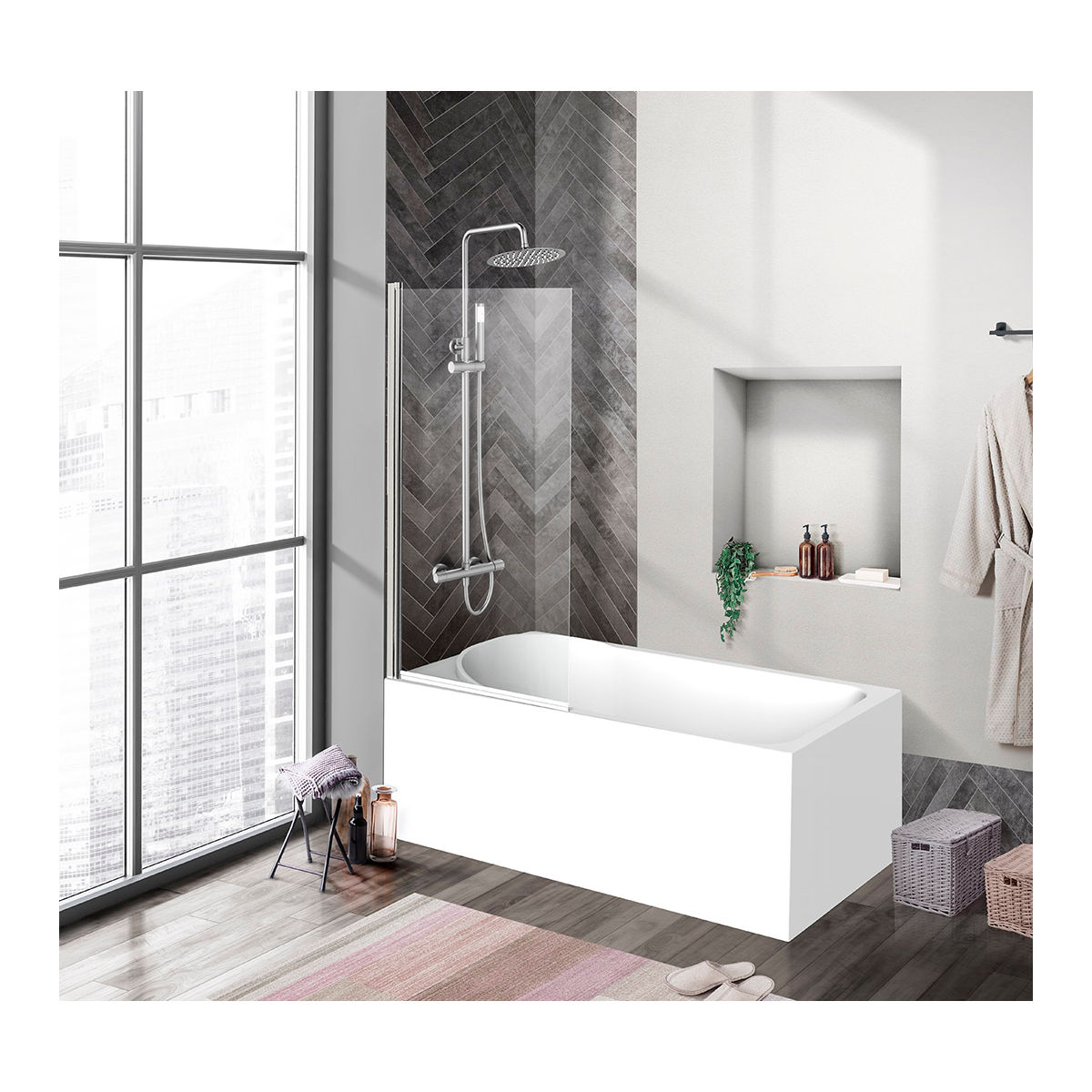 Душевая шторка на ванну BelBagno UNO-V-1-80/150-C-Cr