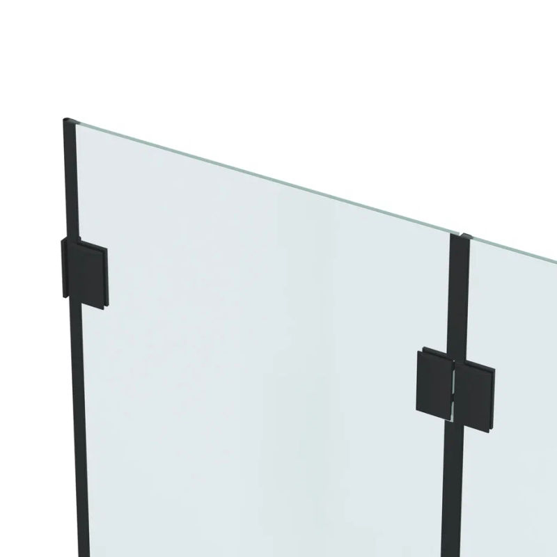 Шторка на ванну Benetto стладывается одна стенка 1400×900 (300/600) / BEN-401_BL_C черный + прозрачное стекло