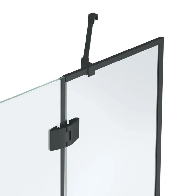 Шторка на ванну Benetto стладывается одна стенка 1400×900 (450/450) / BEN-402_BL_C черный + прозрачное стекло