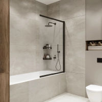 Шторка на ванну Benetto Slide Open 1500×900 / BEN_801_BL_C черный + прозрачное стекло — 4