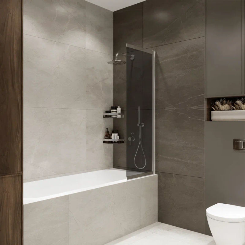 Шторка на ванну Benetto Slide Open 1500×900 / BEN_801_SL_T хром + тонированое стекло