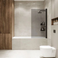 Шторка на ванну Benetto Wide Open 1500×700 / BEN_802_BL_T черный + тонированое стекло — 6