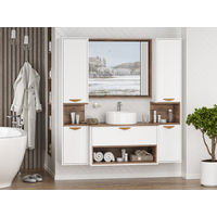 Шкаф-пенал для ванной Brevita Bergen 35 подвесной правый / BER-05035-01-19-ПоП белый/темное дерево — 6