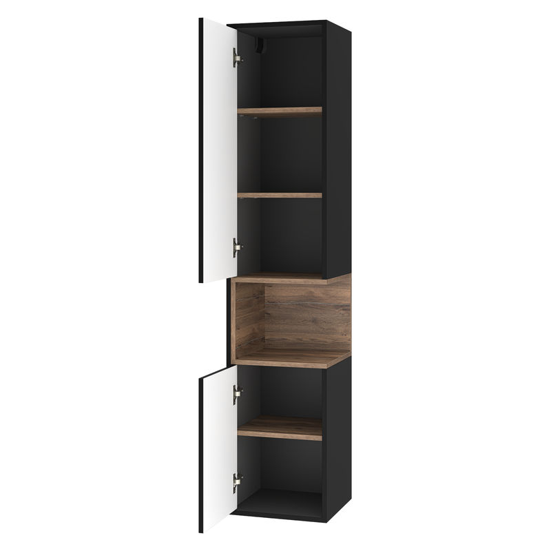 Шкаф-пенал для ванной Brevita Bergen 35 левый / BER-05035-02-19-ПоЛ черный/темное дерево