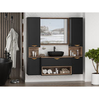 Шкаф-пенал для ванной Brevita Bergen 35 подвесной правый / BER-05035-02-19-ПоП черный/темное дерево — 6