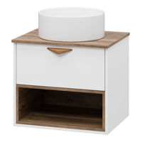 Тумба под раковину Brevita Bergen 60 подвесная с подсветкой 1 ящ. / BER-07060-19-01-1Я белый/темное дерево — 2