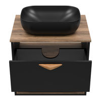 Тумба под раковину Brevita Bergen 60 подвесная с подсветкой 1 ящ. / BER-07060-19-02-1Я черный/темное дерево — 6